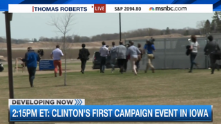 Desperate Reporters Chase After Hillary Clinton's Sweet Van